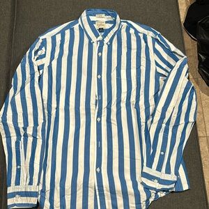 Men’s blue white striped button down